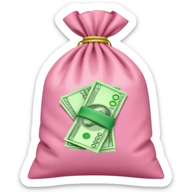  Green Australian $100 long rectangle money overflowing in a pink sack sticker