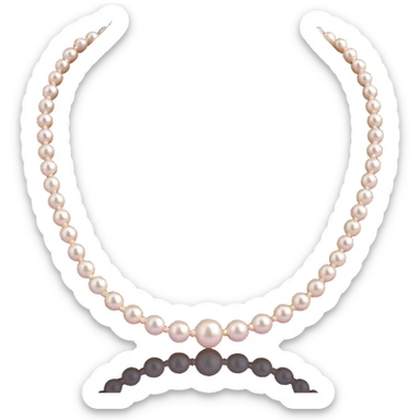 white pearl necklace, single strand, realistic pearls sticker