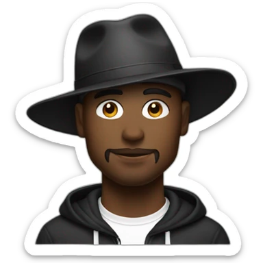 cool white designer with black hat and airpods with no bread sticker