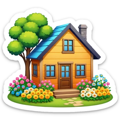 çiçekli ev sticker