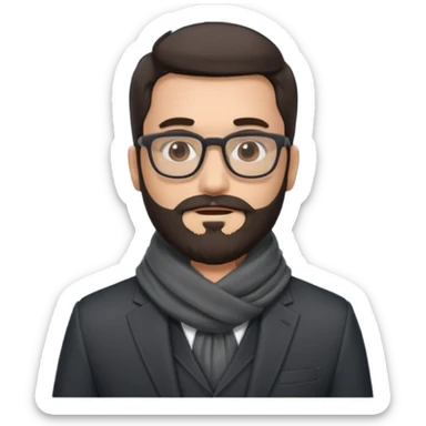 gray scarf male  beard hair with suit glasses sticker