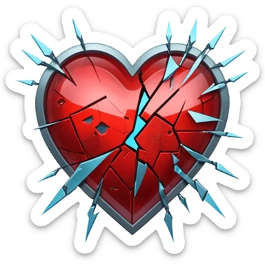 bloody broken heart for cyberpunk augmented reality overlay holographic sticker