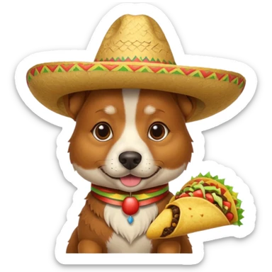A Italian dog with sombrero and taco sticker