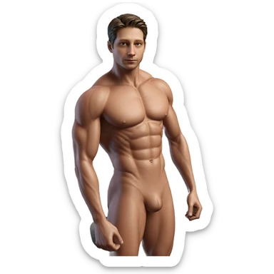 muscular male in indoor setting sticker