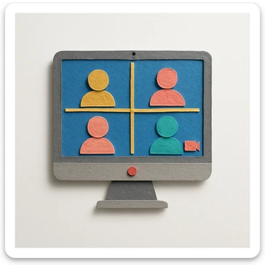 virtual zoom meeting video conference on a computer screen sticker