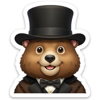 Bear with a full black tophat sticker