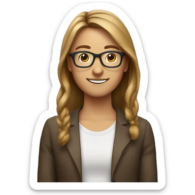 Eine 20 jährige mit braunen Haaren und einer Brille  sticker