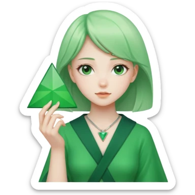 anime girl holding green triangle sticker