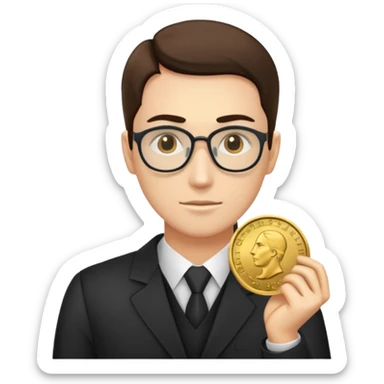 avers gold coin in front side with data scientist close-up and detailed piece of coin sticker