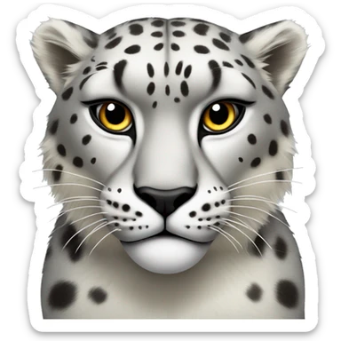 Angry snow leopard with white eyes sticker