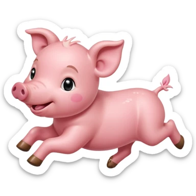 Running Piglet – small pig dashing with tiny hooves lifted sticker