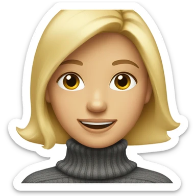 Blond happy girl in turtleneck sweater sticker