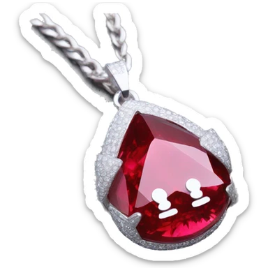 big ruby on a necklace tear closeup chain laid big emoji necklace moving silver chain  sticker