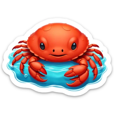 Meme-Worthy Cute Sleeping Red Crab Portrait Emoji, Head resting peacefully with a contented smile, showcasing a robust, vivid scarlet carapace and softly closed eyes in serene slumber, Simplified yet adorably endearing features, highly detailed, glowing with a soft, drowsy ocean light, high shine, relaxed and utterly lovable, stylized with an air of playful laziness, soft glowing outline, capturing the essence of a sleeping red crab that feels destined to become the next viral icon of adorable rest! sticker