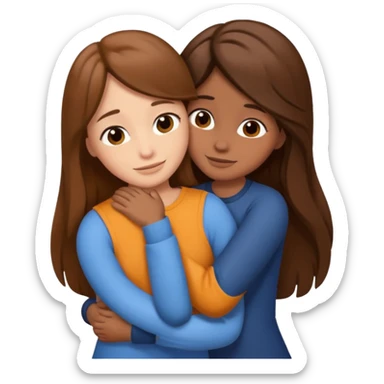 2 long brown hair best friends sticker