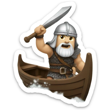 white viking on a boat wave  sticker
