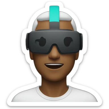 person wearing an Apple Vision Pro VR/AR headset sticker