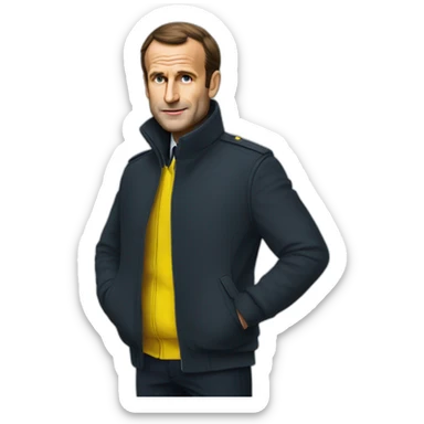 macron qui porte un gilet jaune sticker