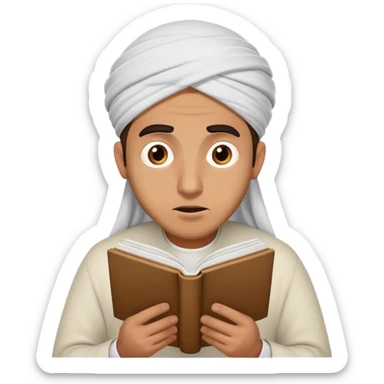 Muslim guy reading with confusion sticker