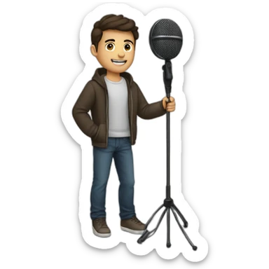 Brunette young Man holding boom pole mic sticker