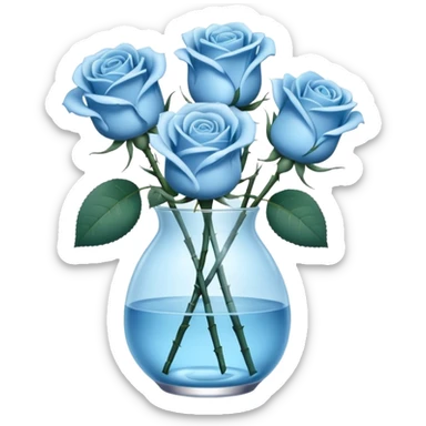Light blue roses in vase sticker