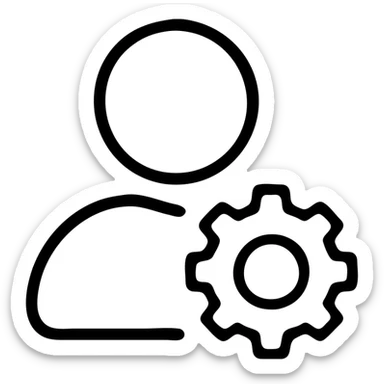 user management icon with single user, outlined, 24 by 24 px, 1 px stroke sticker
