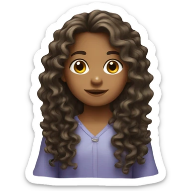 Little girl with long curly hair sticker