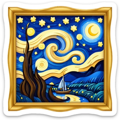 The Starry Night painting frame sticker