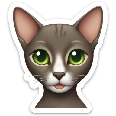 Dark brown oriental cat with green eyes smiling sticker