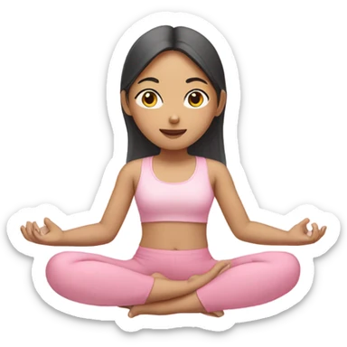 asian yoga girl light pink clothes  sticker