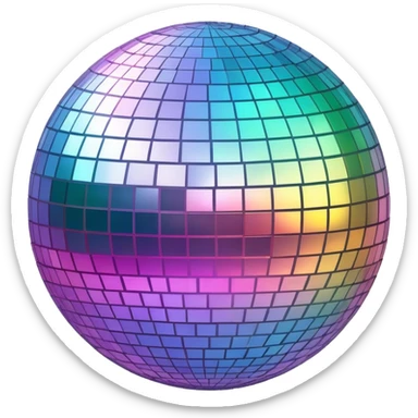 Iridescent big giant glistening glossy sparkly shiny glittery disco ball  sticker
