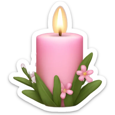 Spring candle with light pink flowers  sticker