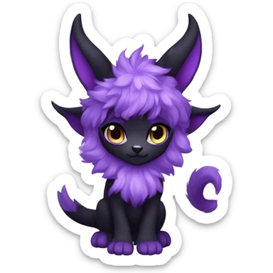 Anthro-Cute-Black-Purple-Contrast-Colors-Fantasy-Fur-Sona-Chibi-Shiny-Fakémon-Hybrid with horns full body sticker