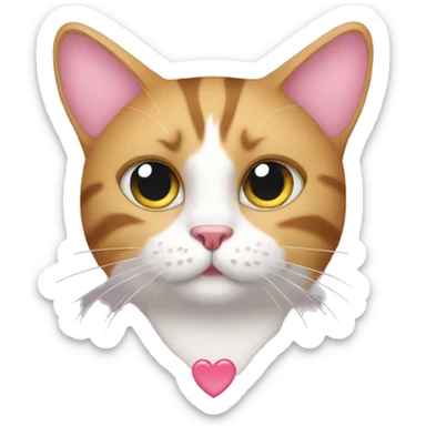 Cat with hearts instead of eyes sticker