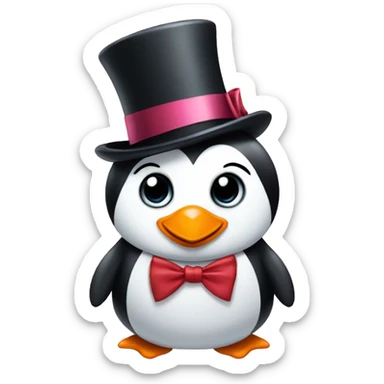 Penguin with a bow tie and top hat sticker