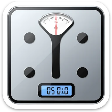 Digital weight scale with 0:00 on it sticker