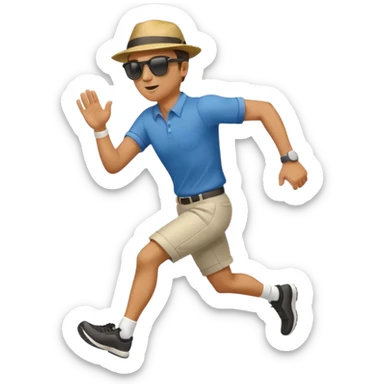 Man trying to catch up to car sticker