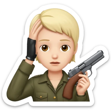 A person with a gun to their head sticker