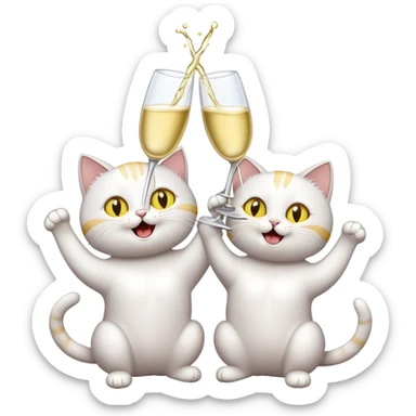 2 cats cheers-ing champagne  sticker