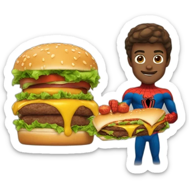 Spider-Man qui mange un hamburger sticker