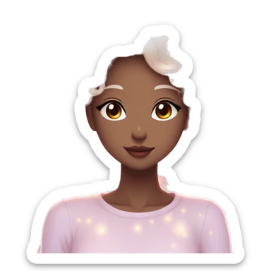 Gorgeous anime style lady blushing face dreamy idol model colorful shiny flowers kawaii pastelcore cottagecore pearly petite simplistic aesthetic trending style sticker