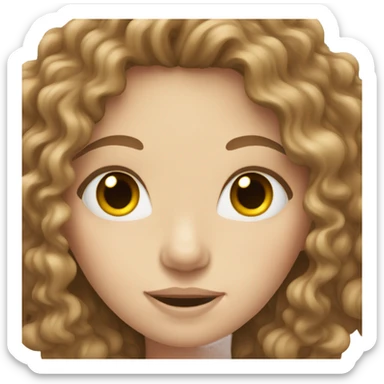 pale girl with long brown curly hair sticker