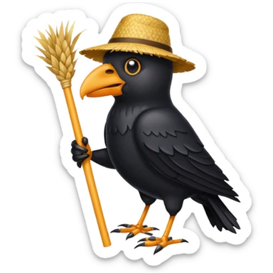 straw crow sticker