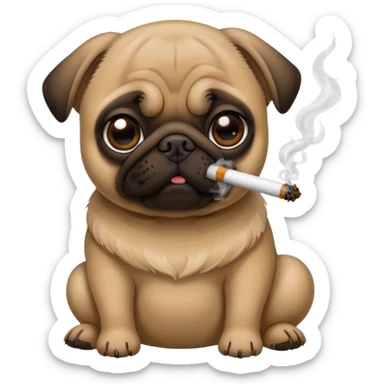 fawn pug smoking weed sticker