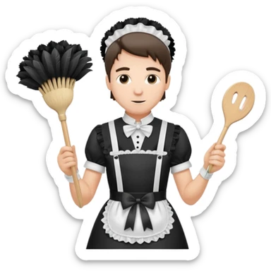 Full profile Man French maid uniform sticker