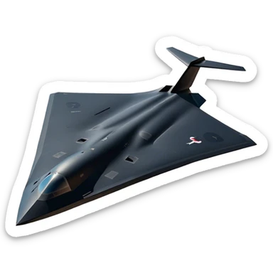 B-2 Spirit bomber - Northrop B-2 (Model Year: 2021) (Iconic colour: Stealth black) - A sleek, stealth bomber with smooth, angular contours and a matte jet-black finish. Emphasize a futuristic, minimalist design with a seamless fuselage, low-profile wings, and an overall intimidating stealth aesthetic. sticker