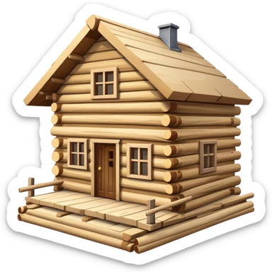 under construction log house sticker