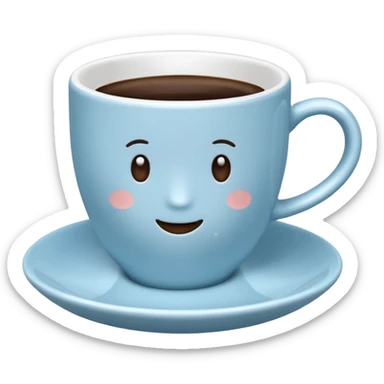 coffee cup and saucer in the colour light blue sticker