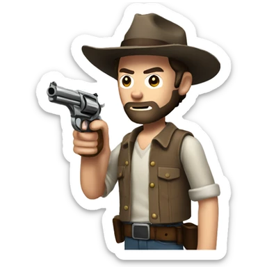 Rick Grimes holding a revolver sticker