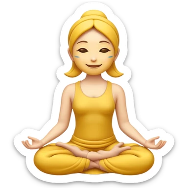 yellow emoji in lotus pose, meditating, calm face sticker